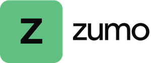 Logotipo de Zumo con un cuadrado verde que contiene una letra "Z" negra junto a la palabra "zumo" en minúsculas negras sobre fondo claro.